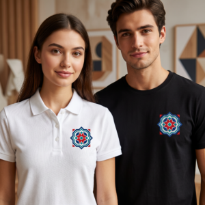 Orientalische Kunst – Dezentes Stern-Design Shirt mit geometrischer Stickerei – Bild 1
